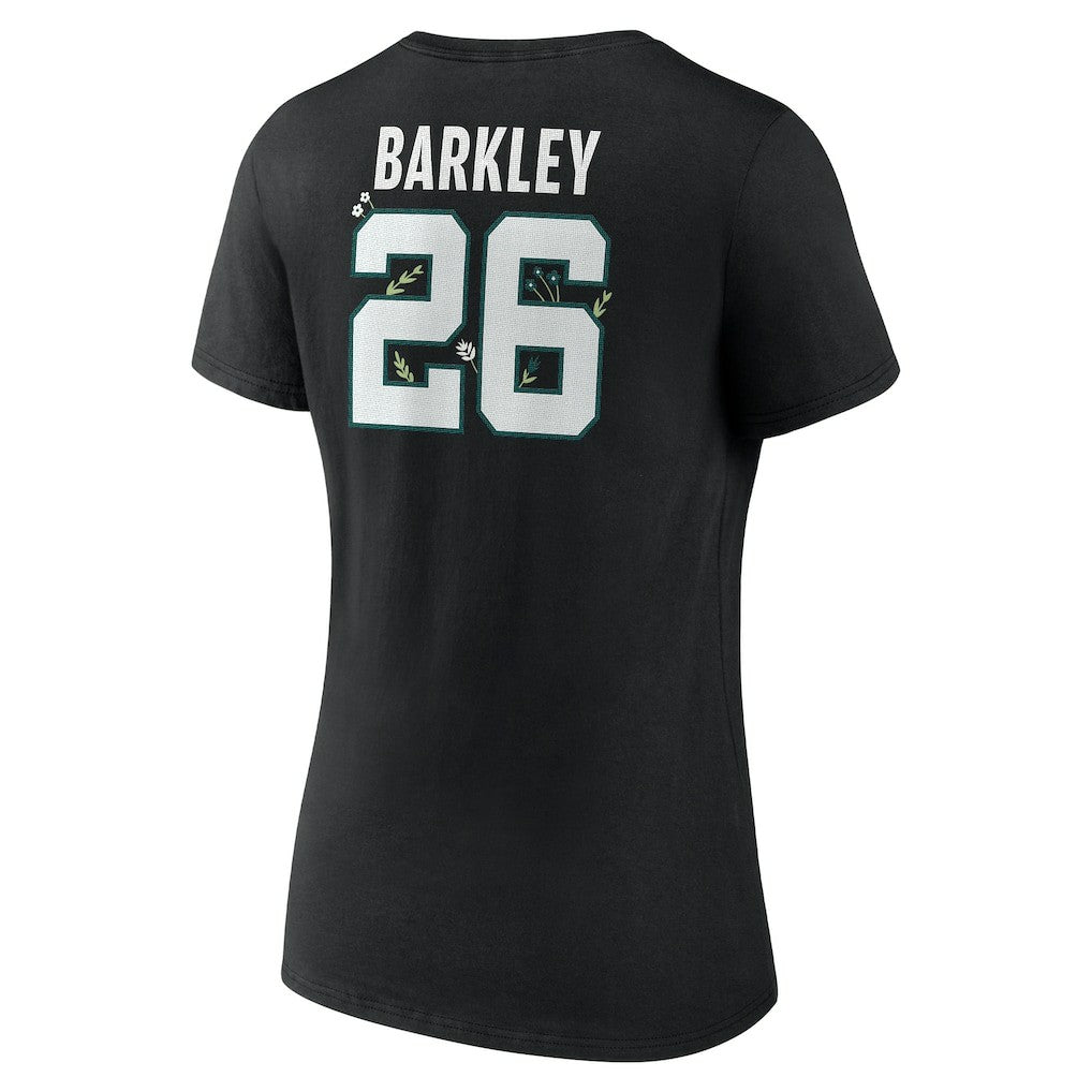Saquon Barkley Philadelphia Eagles Women's Floral Name & Number V-Neck T-Shirt - Black cheap