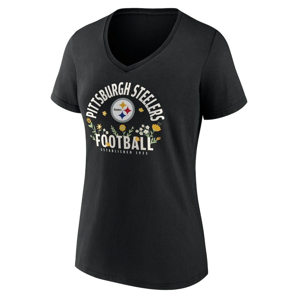 T.J. Watt Pittsburgh Steelers Women's Floral Name & Number V-Neck T-Shirt - Black discount
