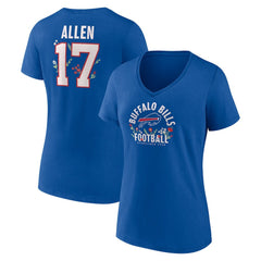 Josh Allen Buffalo Bills Women's Floral Name & Number V-Neck T-Shirt - Royal cheap