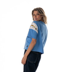 Los Angeles Chargers The Wild Collective Women's Charger Power Contrast Sleeve Insert T-Shirt - Powder Blue outlet