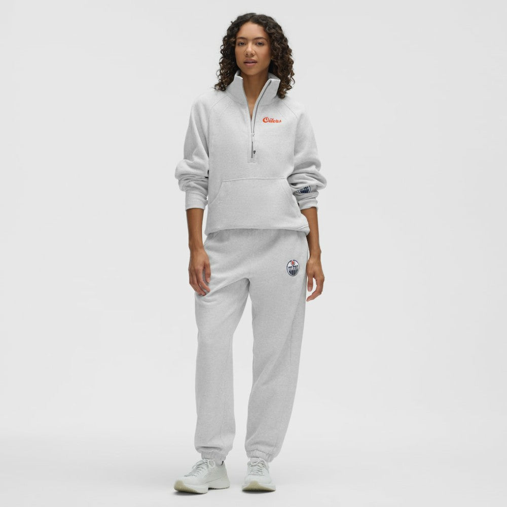 Edmonton Oilers lululemon Women's Long Scuba Oversized Half-Zip Funnel Neck Heathered Core Ultra Light Grey