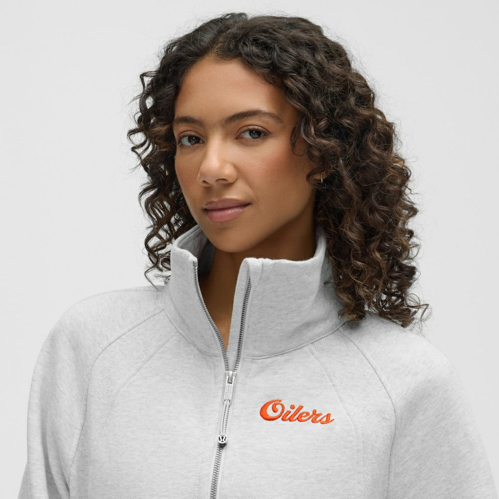 Edmonton Oilers lululemon Women's Long Scuba Oversized Half-Zip Funnel Neck Heathered Core Ultra Light Grey