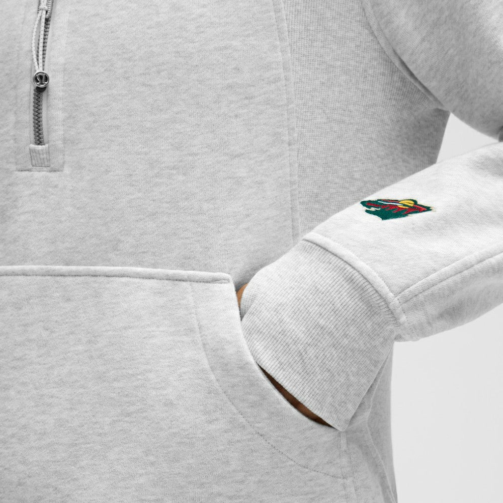 Minnesota Wild lululemon Women's Long Scuba Oversized Half-Zip Funnel Neck Heathered Core Ultra Light Grey