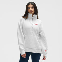 Detroit Red Wings lululemon Women's Long Scuba Oversized Half-Zip Funnel Neck Heathered Core Ultra Light Grey