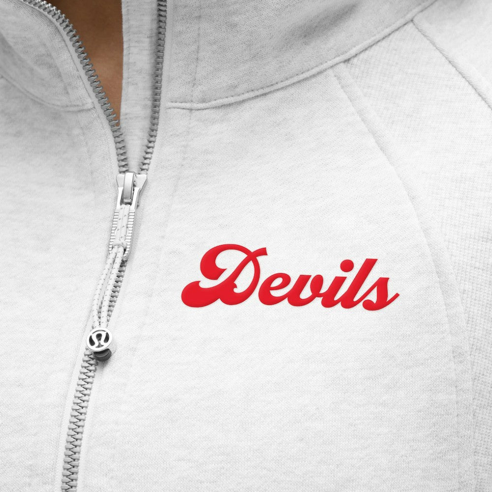 New Jersey Devils lululemon Women's Long Scuba Oversized Half-Zip Funnel Neck Heathered Core Ultra Light Grey