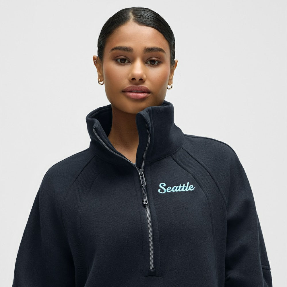 Seattle Kraken lululemon Women's Long Scuba Oversized Half-Zip Funnel Neck True Navy