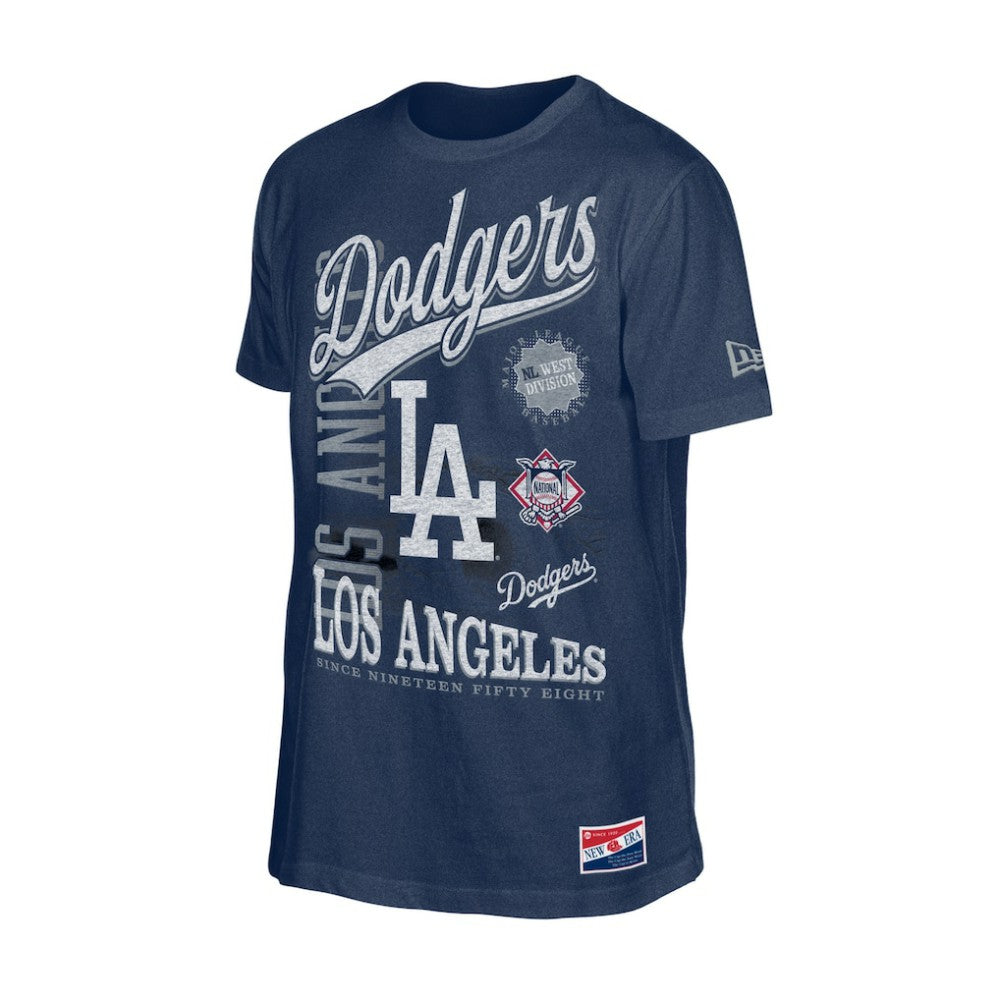 Los Angeles Dodgers  Oversized Throwback Distressed T-Shirt - Navy | New Era