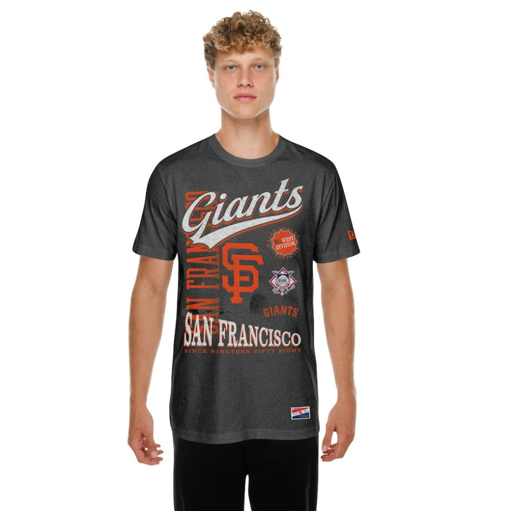 San Francisco Giants  Oversized Throwback Distressed T-Shirt - Black | New Era