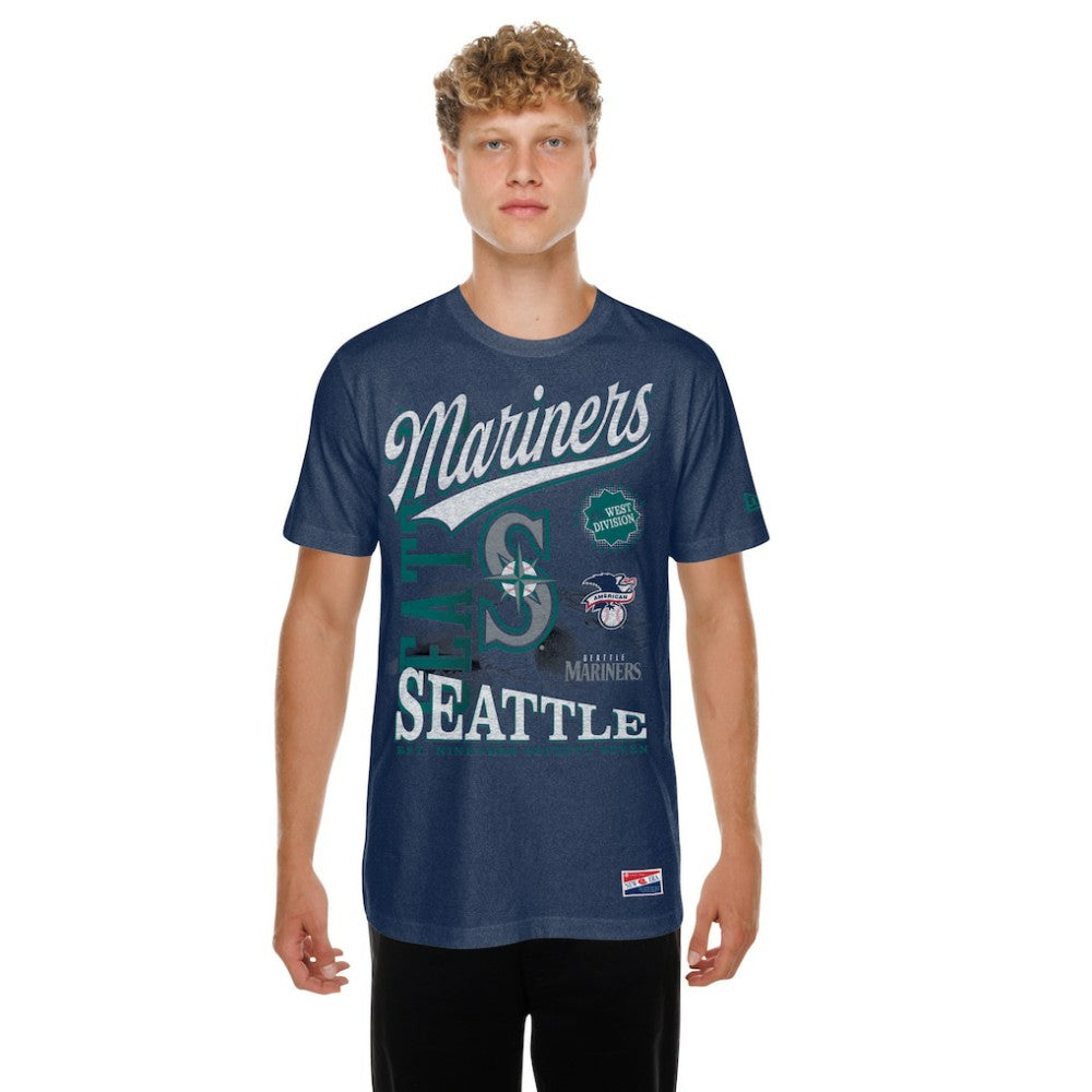 Seattle Mariners  Oversized Throwback Distressed T-Shirt - Navy | New Era