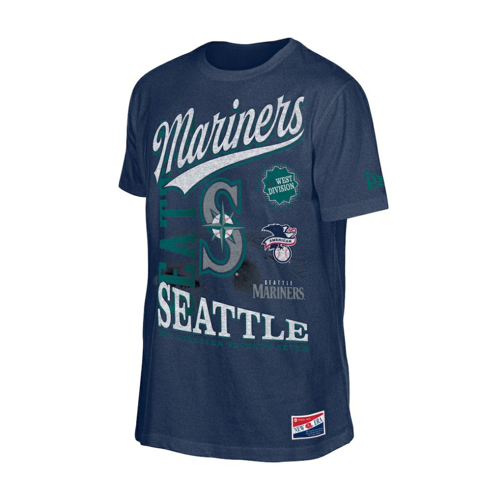 Seattle Mariners  Oversized Throwback Distressed T-Shirt - Navy | New Era
