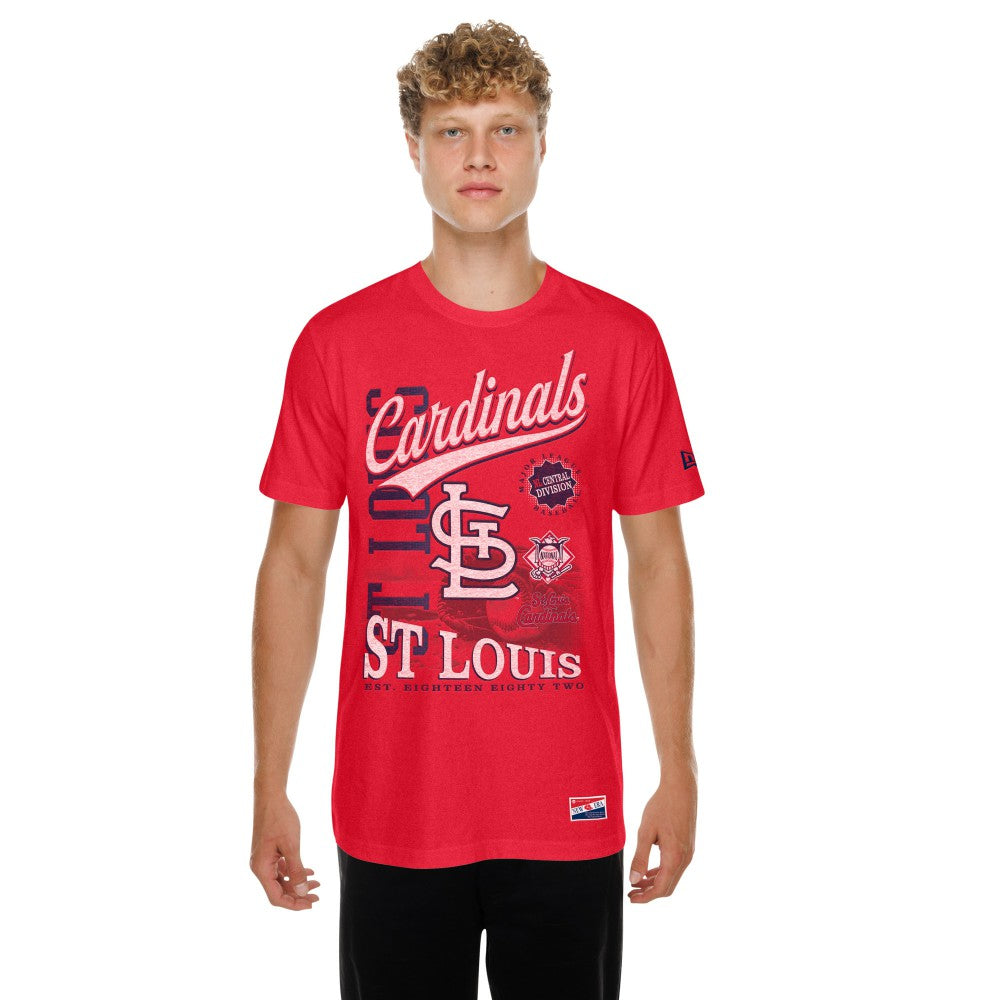 St. Louis Cardinals  Oversized Throwback Distressed T-Shirt - Red | New Era