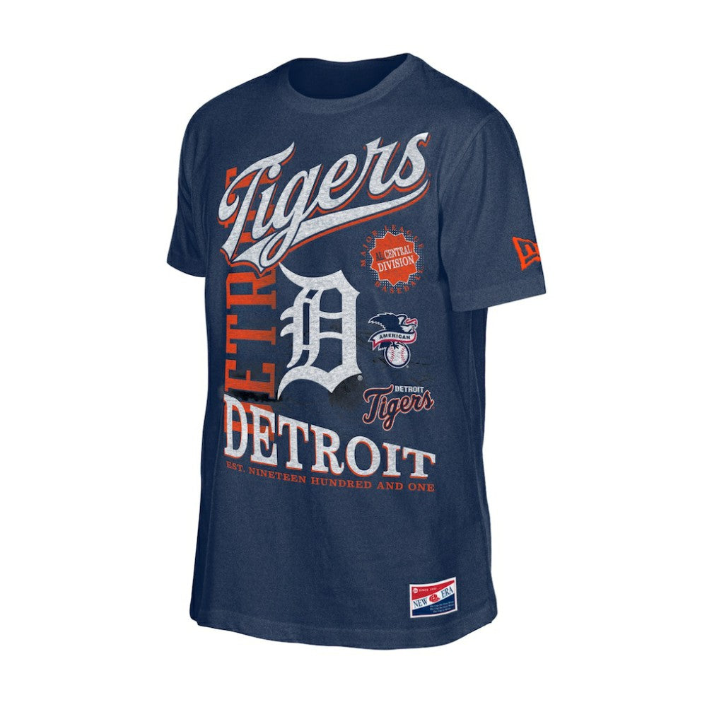 Detroit Tigers  Oversized Throwback Distressed T-Shirt - Navy | New Era