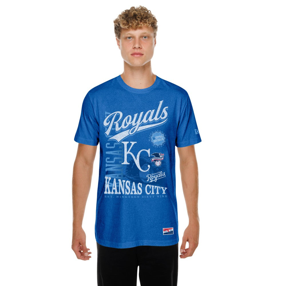 Kansas City Royals  Oversized Throwback Distressed T-Shirt - Royal | New Era