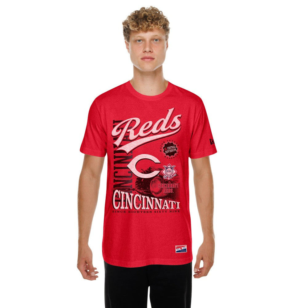 Cincinnati Reds  Oversized Throwback Distressed T-Shirt - Red | New Era