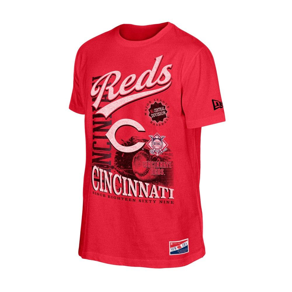 Cincinnati Reds  Oversized Throwback Distressed T-Shirt - Red | New Era