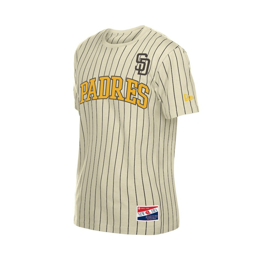 San Diego Padres Throwback Meshback Pinstripe T-Shirt - Cream | New Era