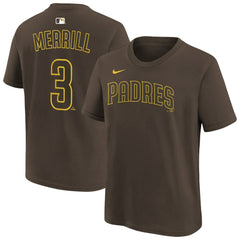 Jackson Merrill San Diego Padres Youth Name & Number T-Shirt - Brown | Nike