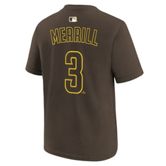 Jackson Merrill San Diego Padres Youth Name & Number T-Shirt - Brown | Nike
