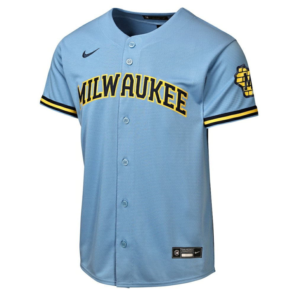 Milwaukee Brewers Youth Road Stadium Jersey - Powder Blue | Nike