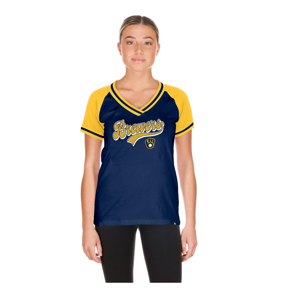Milwaukee Brewers Women's Gameday V-Neck T-Shirt - Navy | New Era
