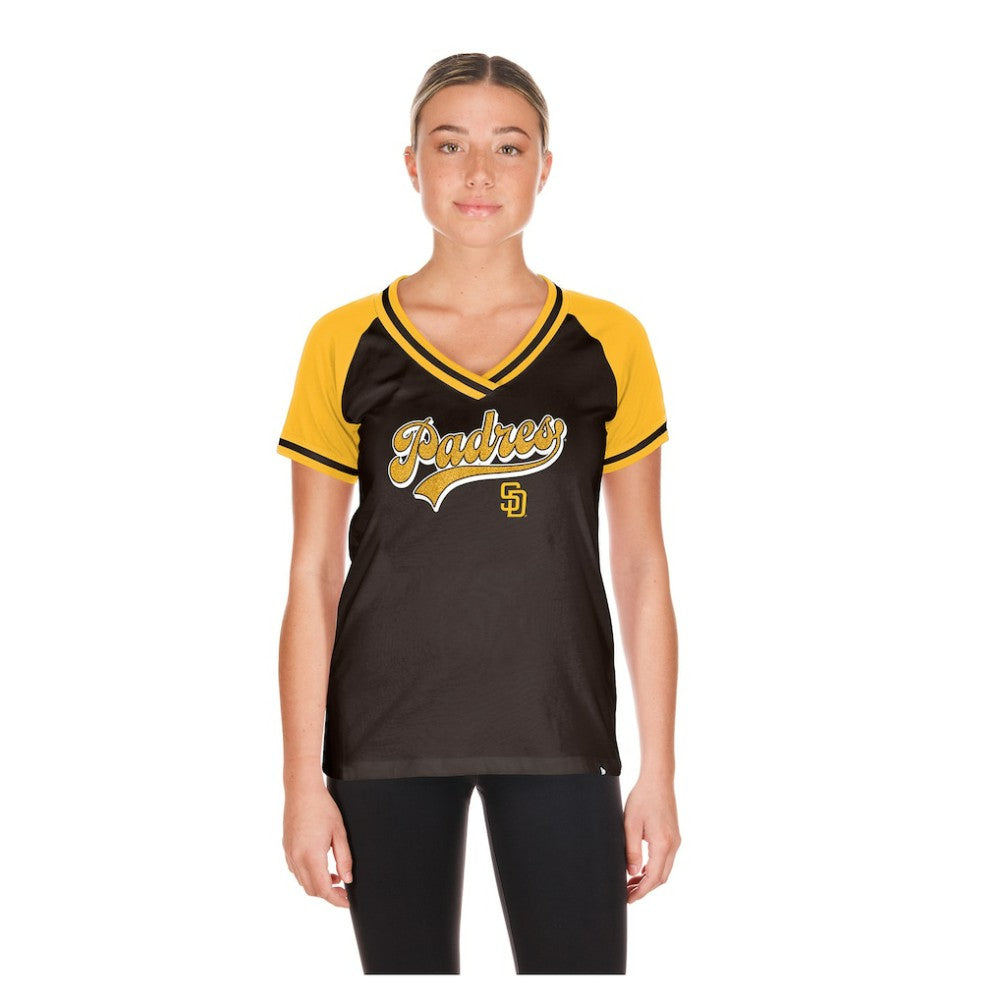 San Diego Padres Women's Gameday V-Neck T-Shirt - Brown | New Era
