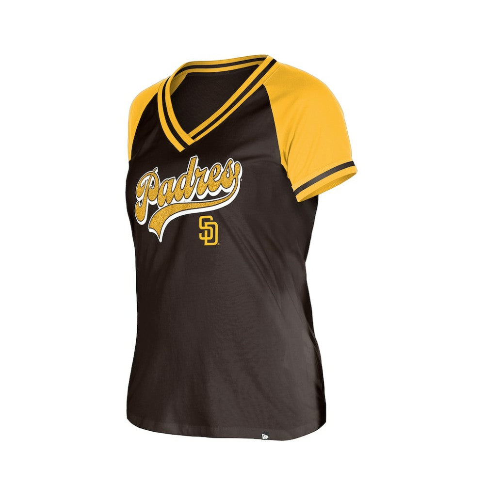 San Diego Padres Women's Gameday V-Neck T-Shirt - Brown | New Era