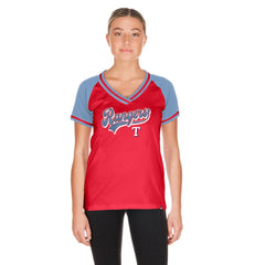 Texas Rangers Women's Gameday V-Neck T-Shirt - Red | New Era