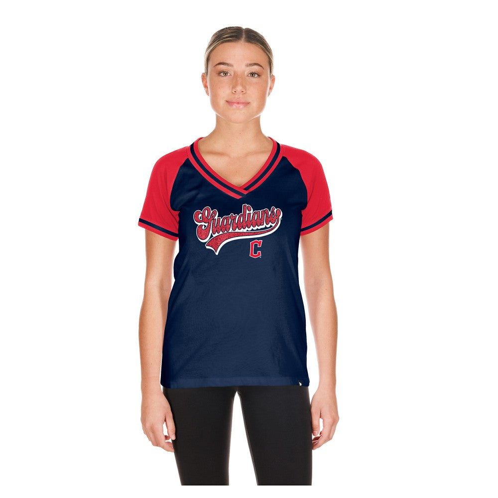 Cleveland Guardians Women's Gameday V-Neck T-Shirt - Navy | New Era