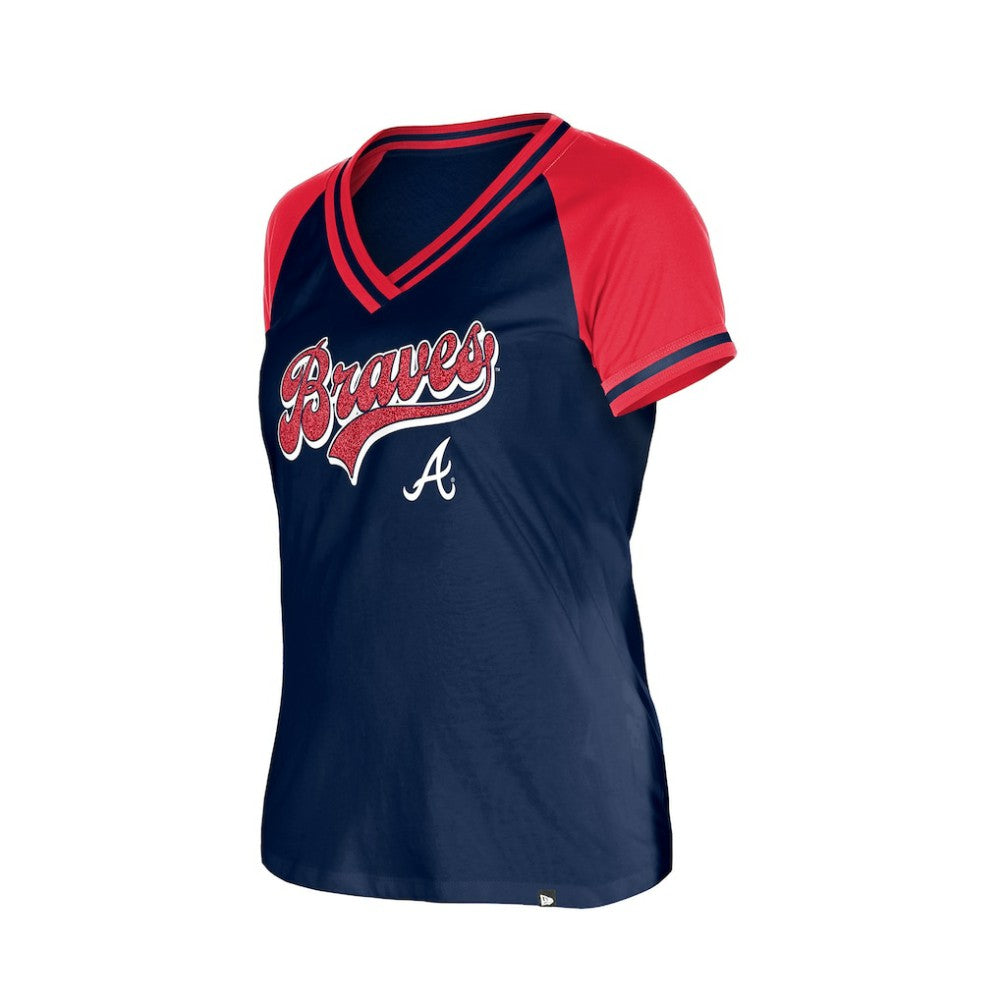 Atlanta Braves Women's Gameday V-Neck T-Shirt - Navy | New Era