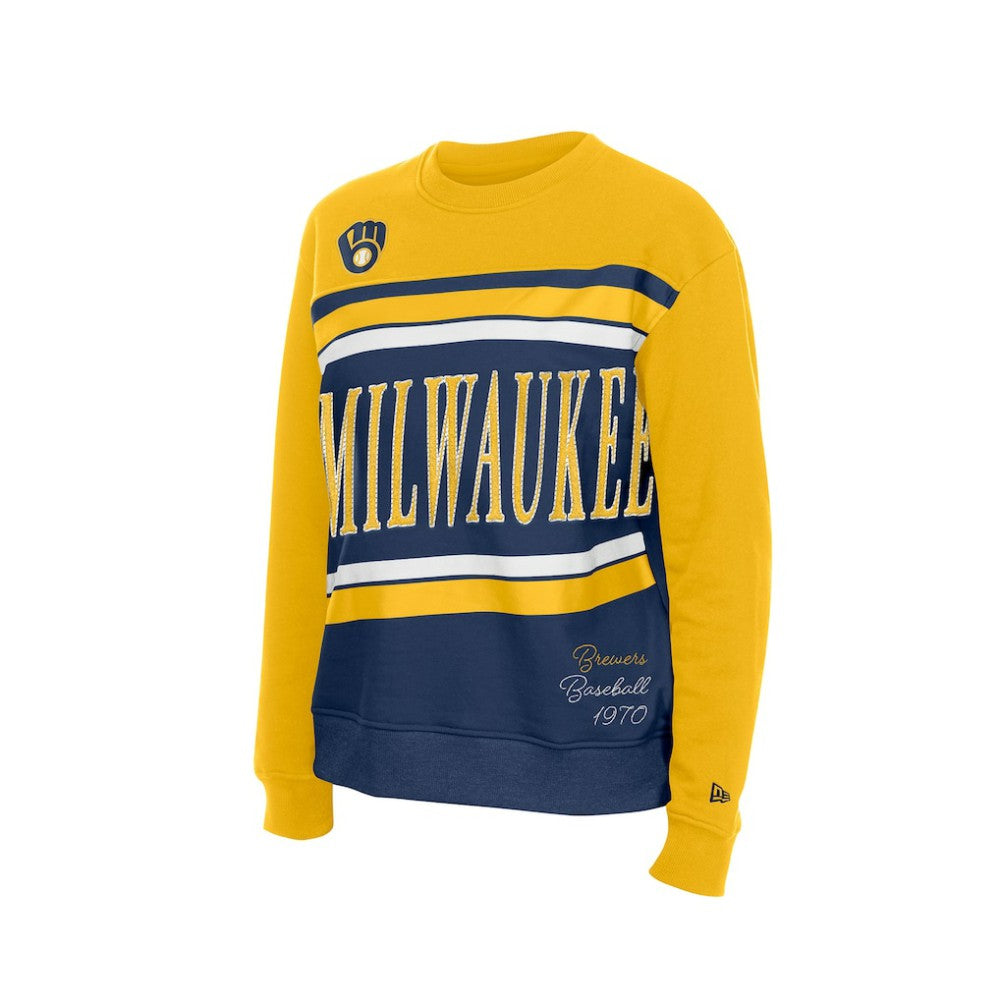 Milwaukee Brewers Women's Gameday Fleece Sweatshirt - Navy/Gold | New Era