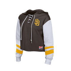 San Diego Padres Women's Boxy Lace-Up Hoodie - Brown | New Era