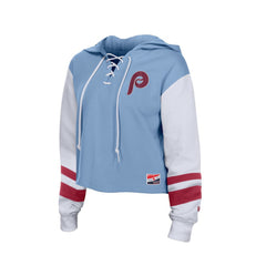 Philadelphia Phillies Women's Boxy Lace-Up Hoodie - Light Blue | New Era