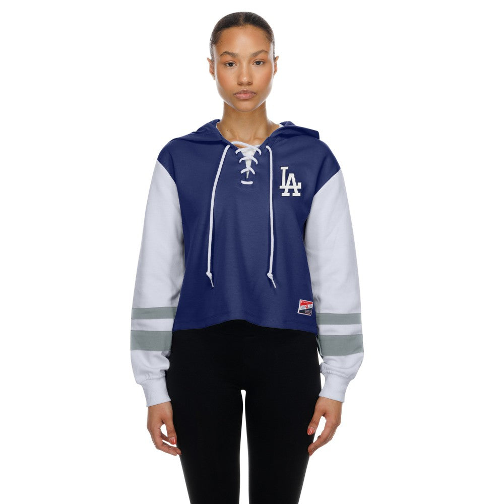 Los Angeles Dodgers Women's Boxy Lace-Up Hoodie - Royal | New Era