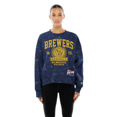 Milwaukee Brewers Women's Throwback Oversized Boxy Sweatshirt - Navy | New Era