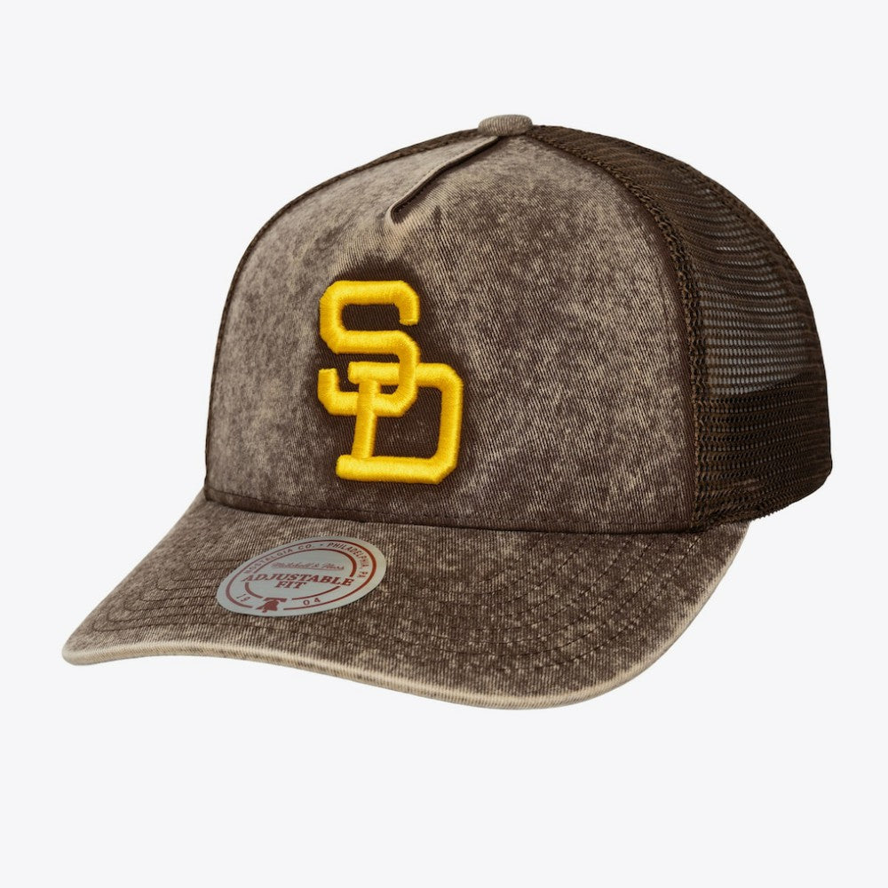 San Diego Padres Unisex Cooperstown Gameday Adjustable Trucker Hat - Brown | Mitchell & Ness
