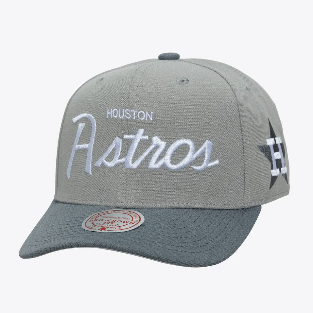 Houston Astros Cooperstown Thunderstorm Head Coach Pro-Crown Adjustable Hat - Gray | Mitchell & Ness