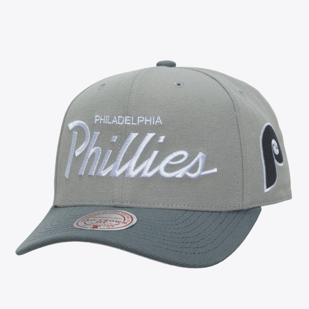 Philadelphia Phillies Cooperstown Thunderstorm Head Coach Pro-Crown Adjustable Hat - Gray | Mitchell & Ness