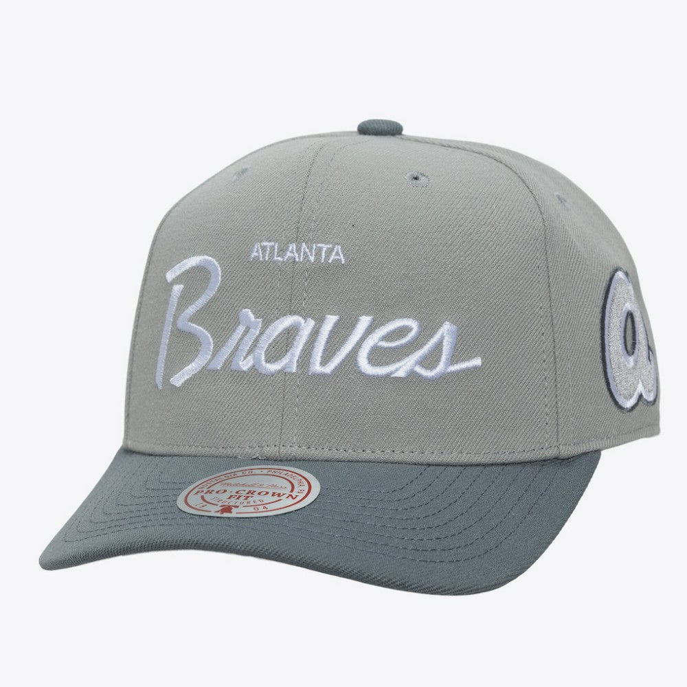 Atlanta Braves Cooperstown Thunderstorm Head Coach Pro-Crown Adjustable Hat - Gray | Mitchell & Ness