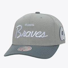 Atlanta Braves Cooperstown Thunderstorm Head Coach Pro-Crown Adjustable Hat - Gray | Mitchell & Ness