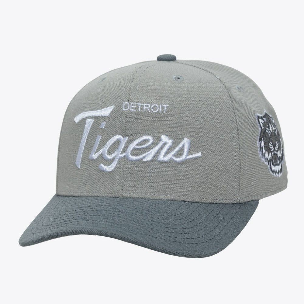 Detroit Tigers Thunderstorm Head Coach Pro-Crown Adjustable Hat - Gray | Mitchell & Ness