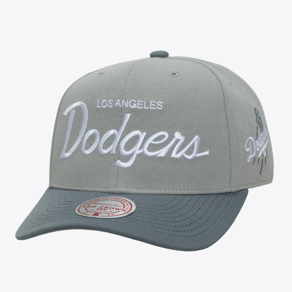 Los Angeles Dodgers Thunderstorm Head Coach Pro-Crown Adjustable Hat - Gray | Mitchell & Ness