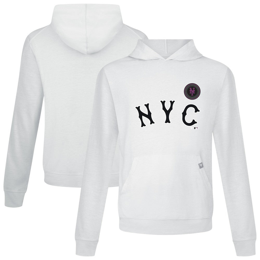 New York Mets Levelwear City Connect Relay Core Logo Pullover Hoodie - White