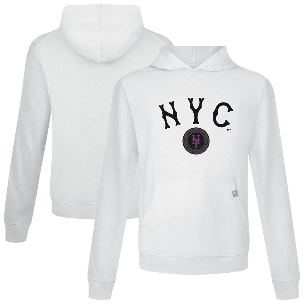 New York Mets Levelwear City Connect Relay Back Splash Pullover Hoodie - White