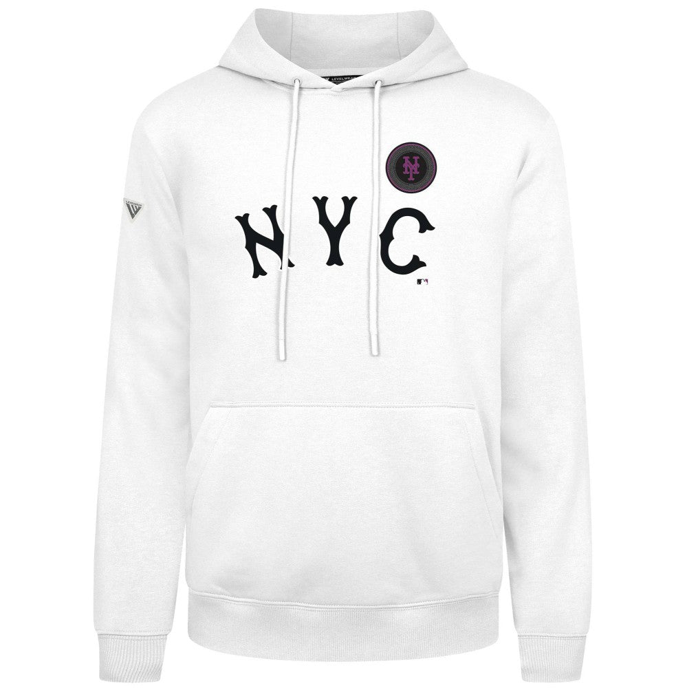 New York Mets Levelwear City Connect Podium Core Logo Pullover Hoodie - White