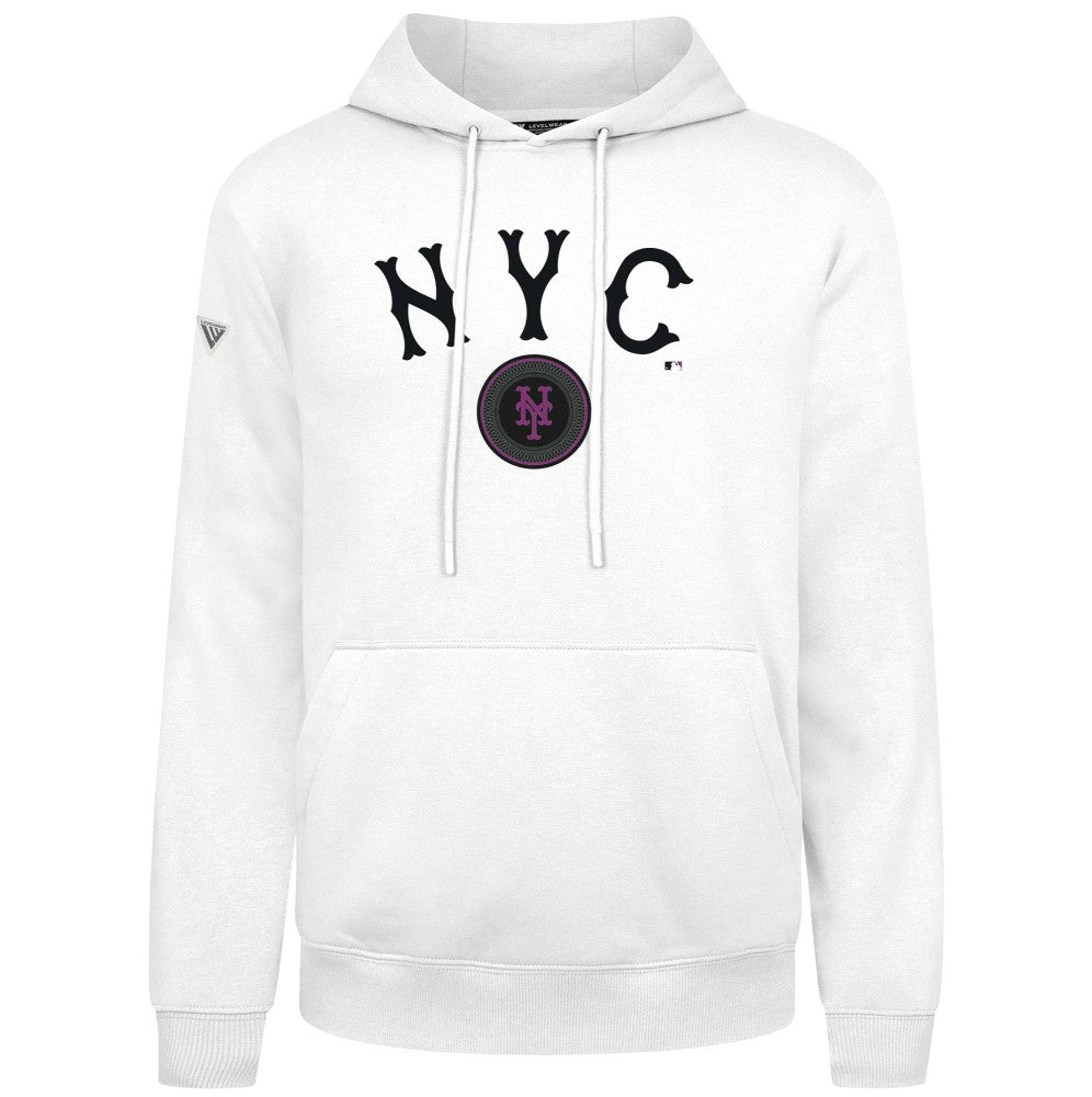 New York Mets Levelwear City Connect Podium Back Splash Pullover Hoodie - White