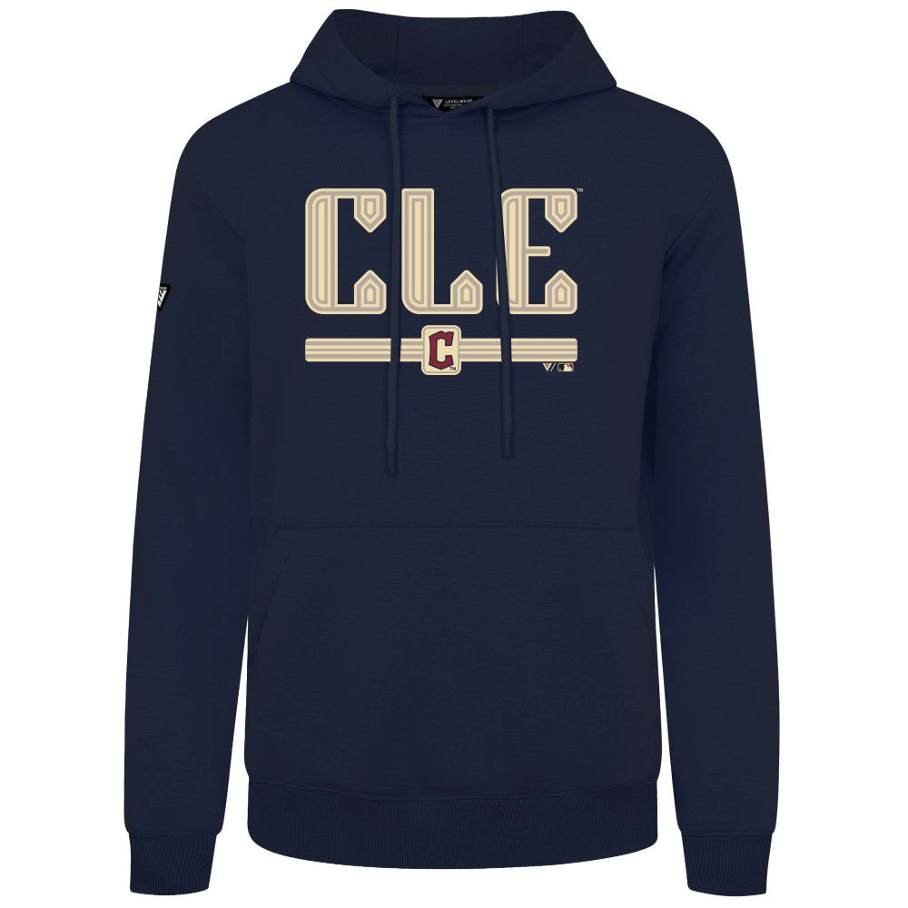 Cleveland Guardians Levelwear City Connect Podium Back Splash Pullover Hoodie - Navy