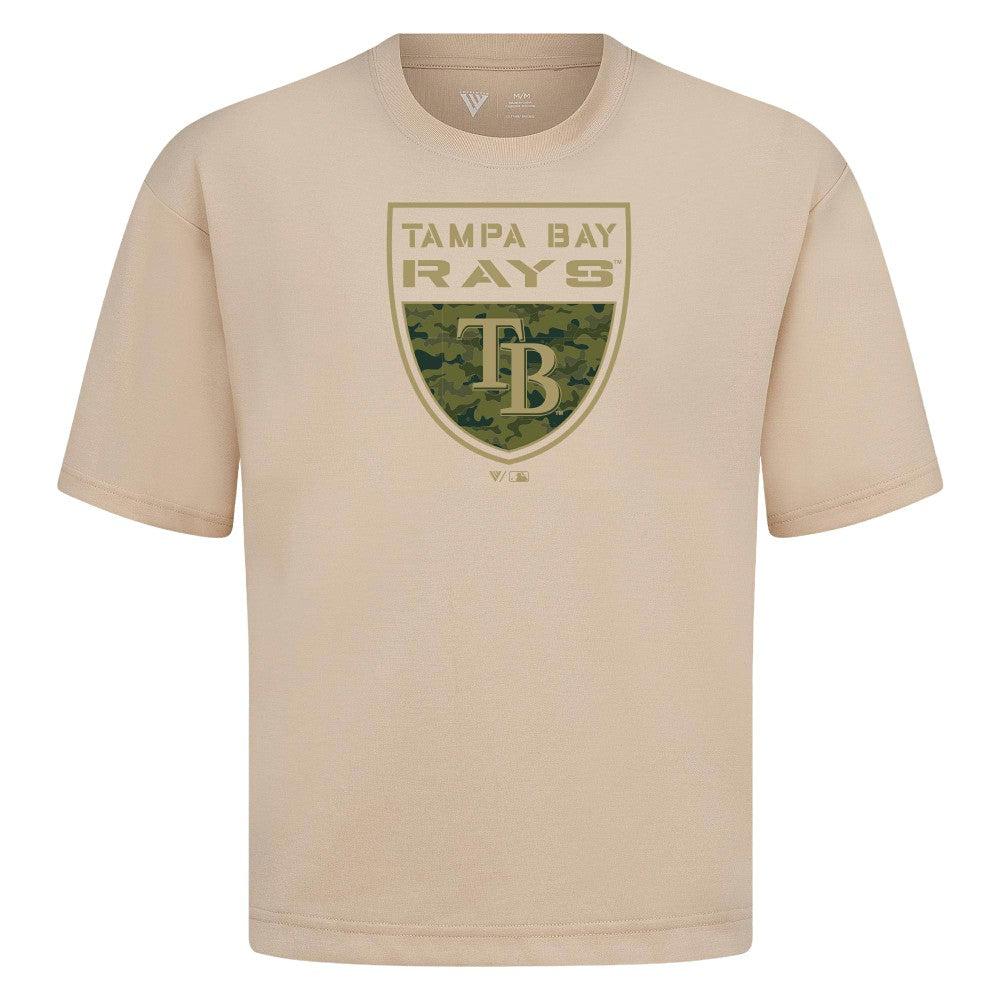 Tampa Bay Rays Levelwear Oversized Luxe Signature Knit Buckler T-Shirt - Khaki