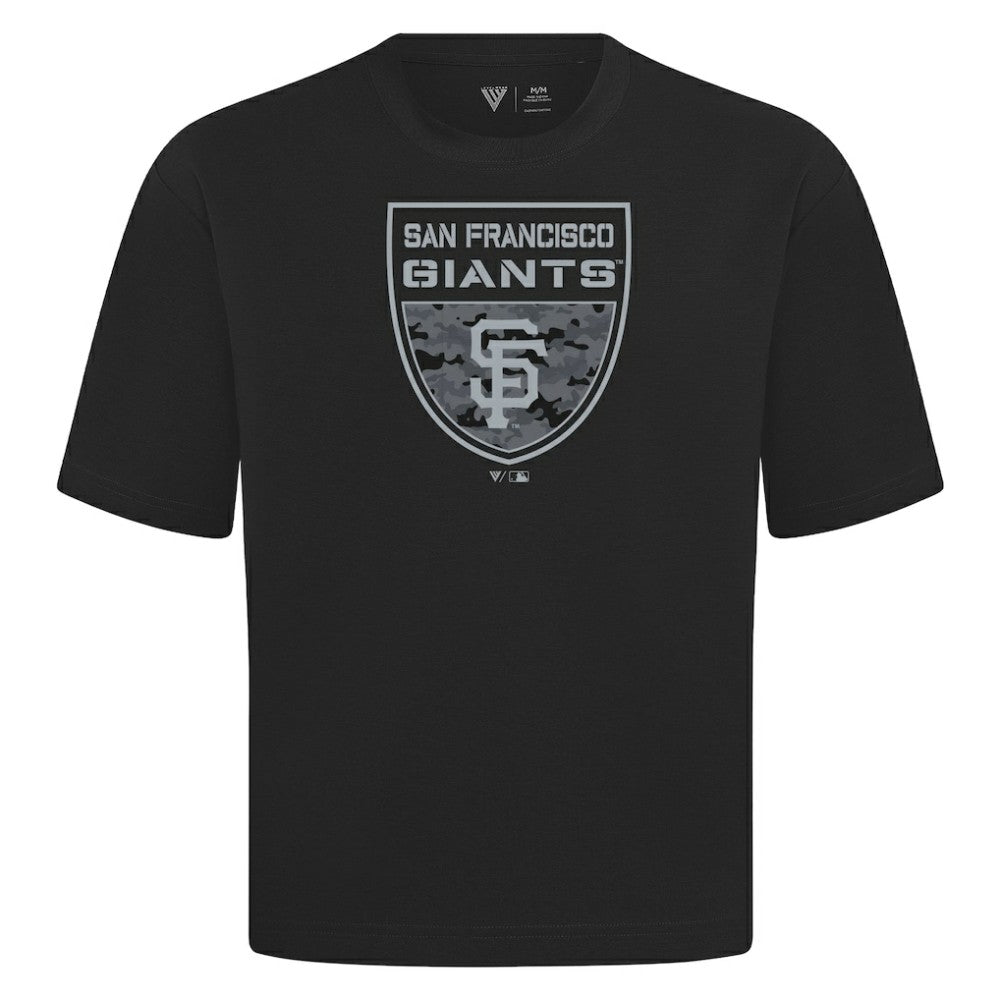 San Francisco Giants Levelwear Oversized Luxe Signature Knit Buckler T-Shirt - Black