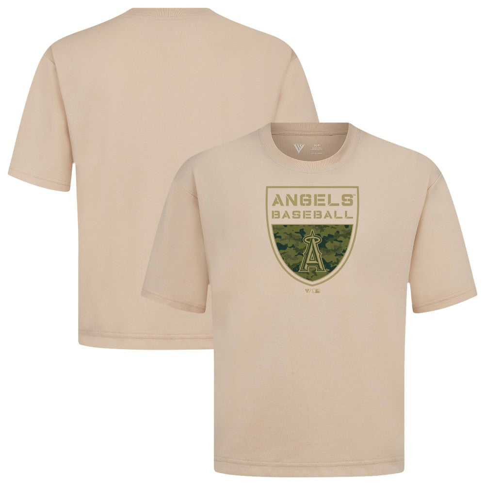Los Angeles Angels Levelwear Oversized Luxe Signature Knit Buckler T-Shirt - Khaki