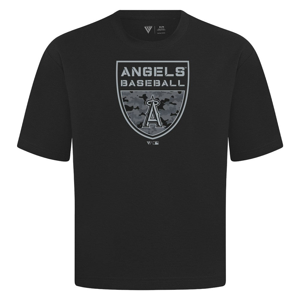 Los Angeles Angels Levelwear Oversized Luxe Signature Knit Buckler T-Shirt - Black